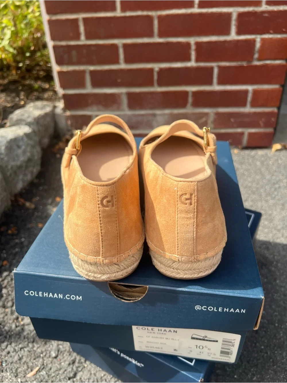 Cole Haan Tan Suede Mary Jane Espadrille with Buckle